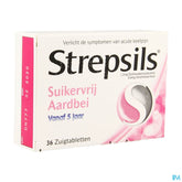 Strepsils S/sucre Fraise Past 36
